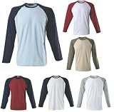 Hanes Baseball Langarm Longsleeve T-Shirt im Raglan Stil mit kontrastfarbenen Ärmeln in 6 Farben und den Grössen S, M, L, XL und XXL