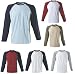 Sports : Hanes Baseball Langarm Longsleeve T-Shirt im Raglan Stil mit kontrastfarbenen &Auml;rmeln in 6 Farben und den Gr&ouml;ssen S, M, L, XL und XXL