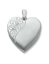 Sterling Silver 24mm Polished Swirl Heart Locket