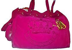 Authentic Juicy Couture Crown Crystal Embroidery Daydreamer Bow Pink Bag (0691)