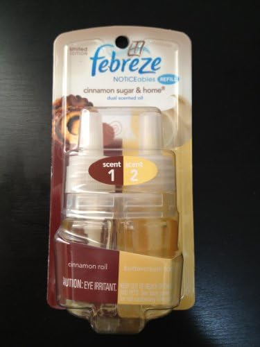 2 Pack-febreze Noticeables Scented Cinnamon Sugar Home & Oil Refill 1 Cinnamon Roll & 1 Buttercream in Each Pack