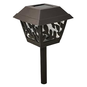 Paradise GL23654BR4 Plastic Solar Path Light with White LED and Vines Design, 4-Pack, Brown