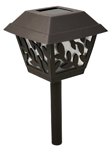 Paradise GL23654BR4 Plastic Solar Path Light with White LED and Vines Design, 4-Pack, Brown