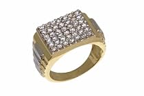 9ct Yellow and White Gold Men's Stone Set Signet Ring