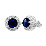 Katie Holmes Inspired Synthetic Sapphire Stud Earrings