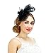 Coolr Women's Fascinators Hat Small Hairpin Feather Mesh Flower Hairclip (Black)