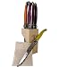 Multi Color Handles Laguiole Jean Dubost steak knives in wood block set of 6