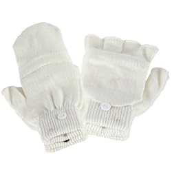 Winter Knit Flip Mitten Fingerless Gloves Glomitt Ivory