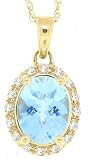 41rsVD77oIL. SL160  2.38ct Aquamarine and Diamond Gemstone Pendant in 10Kt Yellow Gold w/chain