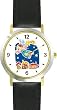 Angel with Shooting Star - Cherub, Angel or Cupid Theme - WATCHBUDDY&reg; DELUXE TWO-TONE THEME WATCH - Arabic Numbers - Black Leather Strap-Size-Large ( Men's Size or Jumbo Women's Size )