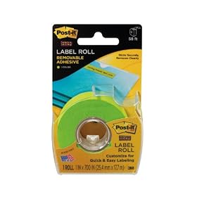 Post-it Super Sticky Removeable Label Roll, 1 x 700 Inch, Green (2600-G)