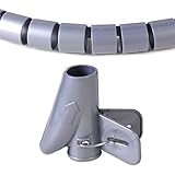 1.5 M 柔軟 スパイラル ケーブルコード バンド ワイヤーラップ オーガナイザークリップ付き グレー