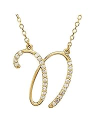 14K Yellow Gold Diamond Initial Necklace "N" -- LIFETIME WARRANTY