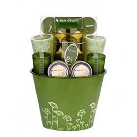 Green Tea Scented Candle Gift Basket - Holiday, Birthday, Thank You or Housewarming Gift Idea for Her