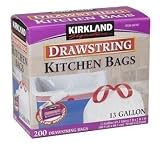 Kirkland Signature Drawstring Kitchen Trash Bags, 13 Gallon