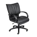 Mid-Back Leather Plus Office Chair with Curved Arms - Black