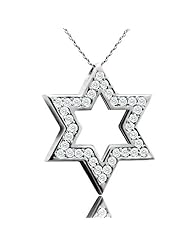 0.40CT Diamond 14K White Gold Star of David Pendant