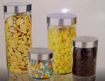 Clear Glass Kitchen Canister Set Stainless Steel