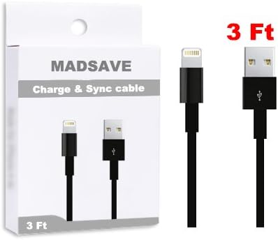 Madsave 8Pin Lightning to USB Cable 1M/3ft for iPhone 6 6 Plus, iPhone 5/5s/5c, iPad with Retina display, iPad mini, iPad mini 2, iPad mini 3, iPad Air, iPad Air 2, iPod nano 7th Gen and iPod touch 5th Generation (Black)