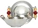Aluminum Small Round Bowl with Ruby Red and Gold Glass Bead Handles 9 1/4"D 4 1/4"H