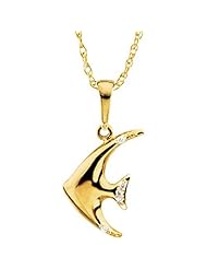 14K Yellow Gold Diamond Angel Fish Necklace - 0.06 Ct. -- LIFETIME WARRANTY