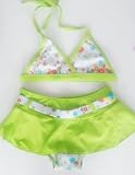 Girls 7-16 3 PC Swimsuit - 2PC Bikini and Skirt - Lime Love Print