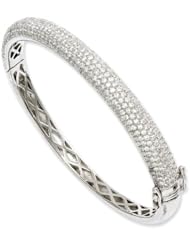 Sterling Silver & CZ Brilliant Embers 6.25mm Hinged Bangle Bracelet