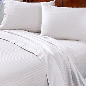 egyptian sateen cotton queen damask stripe thread sheet count bed