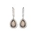 14K White Gold 1/2 ct. Diamond and 11 ct. Teardrop Shaped Smoky Topaz Drop Earrings