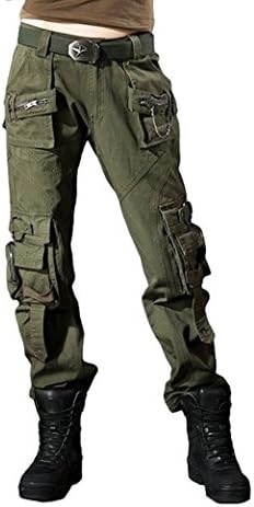 Unikey Women's Outdoor Loose Zip Fly with Button Mid Rise Casual Cargo Pants