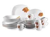 Domestic 920490 Campo Porzellan Kombiservice 30-teilig mit je 6 Tassen, Untertassen, Dessertteller,Teller tief, Teller flach