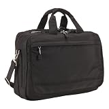 Derek Alexander Leather Nylon Double Zip Computer Bag (Black )