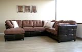 Contemporary Brown Microfiber Sectional Sofa w/Leather Base