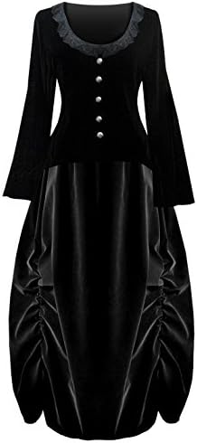 Victorian Valentine Steampunk Gothic Civil War Velvet Women's Top &amp; Skirt (XL, Black / Black)