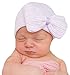 Melondipity Newborn Hospital Hat Purple and Pink - 2 ply Hospital Fabric - Infant Baby Hat Cap with Big Cute Bow Beanie