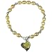 Silver Twist Peach Pink Cultured Pearl Bracelet w. Double Heart Shaped Charm
