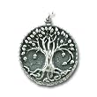 Very Detailed Round Tree of Life Pendant in Sterling Silver for Men or Women, #9023