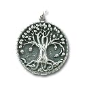 Very Detailed Round Tree of Life Pendant in Sterling Silver, #9023