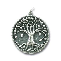 Very Detailed Round Tree of Life Pendant in Sterling Silver for Men or Women, #9023