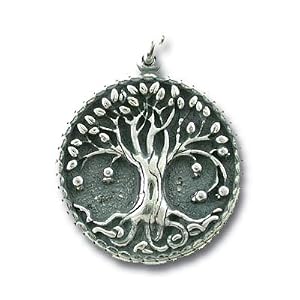 very detailed round tree of life sterling silver pendant for men or women