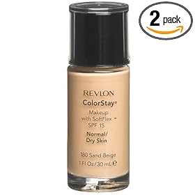 Revlon ColorStay Makeup, with SoftFlex with SPF 15, Normal/Dry Skin, 180 Sand Beige, 1-Ounce Bottles (Pack of 2)