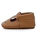 BirdRock Baby Mary Jane Moccasins - Genuine Leather Soft Sole Baby Girl Shoes for Newborns, Infants, Babies, and Toddlers (Classic Brown, US 5.5)