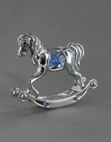 Christening Gift. Rocking Horse - Boys Blue With Swarovski Crystals