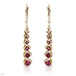 Earrings With 1.00ctw Precious Stones - Genuine Clean Diamonds and Rubies in 14K Yellow Gold Length 41.5mm