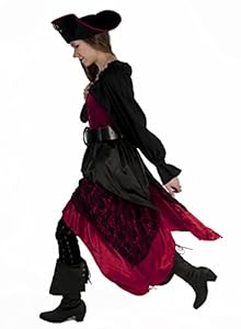 Dress Like A Pirate Brand Tie-On Satin and Lace Swallowtail (Black and Burgundy)