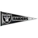 OAKLAND RAIDERS OFFICIAL LOGO PENNANT BUTTON BUMPER STICKER SET
