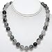 Amazing Round Quartz With Black Tourmaline Necklace 17 Inch With Lobster Clasp