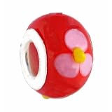 Pandora Style Charm Bead (Z166) Murano Style / Lampwork Glass (13mm x 9mm) (fits Troll too)