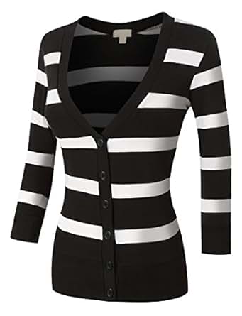 RubyK Womens Lightweight 3/4 Sleeve Deep V Neck Cardigan at Amazon Womenâs Clothing store: