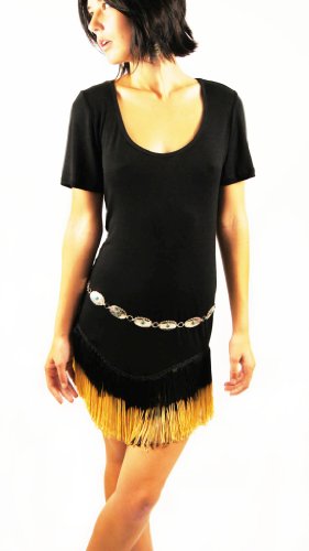 2.wanna Apparel Great Day Dyed Fringe Medium Black Dress